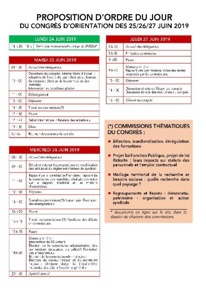 PROGRAMME DU CONGRES D'ORIENTATION 2019
