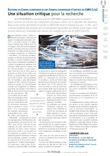 Election au conseil scientifique et aux conseils scientifiques d'instituts du CNRS