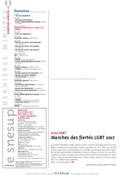 Inter LGBT : marche des fiertés LGBT 2017, par Gérard Lauton/N° 656 JUIN 2017