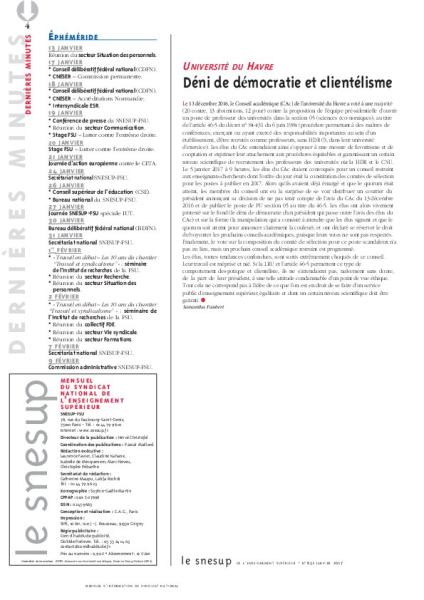Université du Havre : déni de démocratie et clientélisme - Samantha Faubert - N° 651 JANVIER 2017