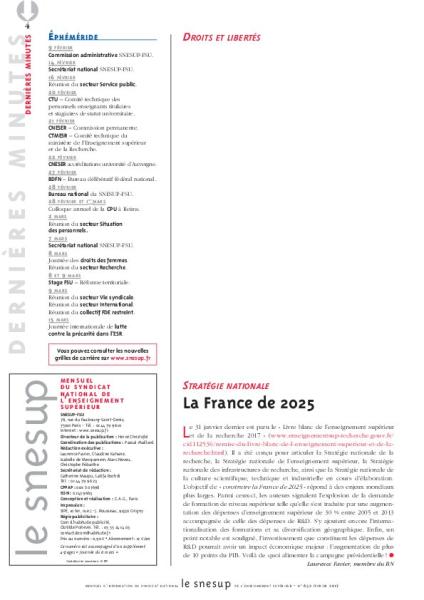 Stratégie nationale : la France de 2025, par Laurence Favier/N° 652 FEVRIER 2017