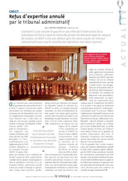 CHSCT : refus d'expertise annulé par le tribunal administratif 