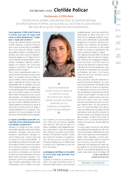 ENTRETIEN AVEC Clotilde Policar - Isabelle de Mecquenem - N° 645 MAI 2016