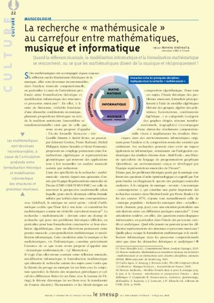 MUSICOLOGIE : La recherche « mathémusicale » au carrefour entre mathématiques, musique et informatique - Moreno Andreatta - N° 645 MAI 2016