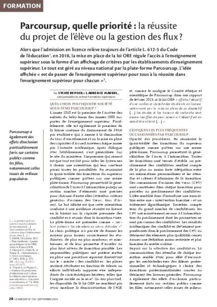 Parcoursup, quelle priorité : la réussite du projet de l’élève ou la gestion des flux ?