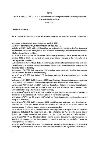 CTMESR du 11 juin 2021 : la FSU vote contre le projet de décret RIPEC