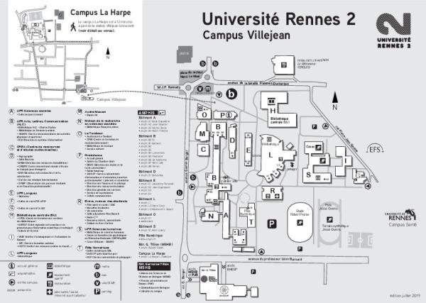 Plan du campus Villejean - Rennes 2