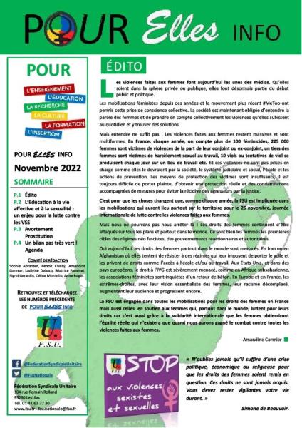 Pour Elles Info - Novembre 2022
