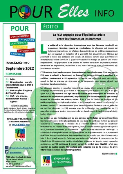 Pour Elles Info - Septembre 2022