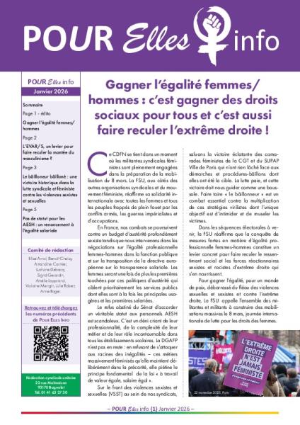 Pour Elles FSU - Janvier 2026