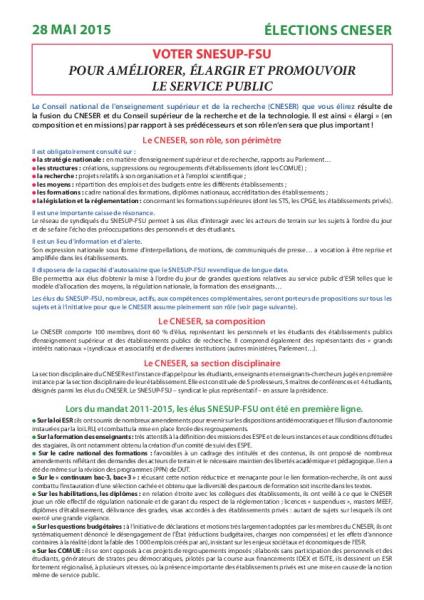 VOTER SNESUP-FSU POUR AMÉLIORER, ÉLARGIR ET PROMOUVOIR LE SERVICE PUBLIC