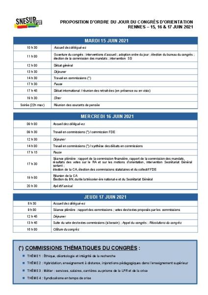 Programme du congrès - Rennes 15, 16 & 17 juin 2021
