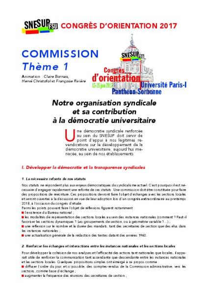 Rapport commission thème 1