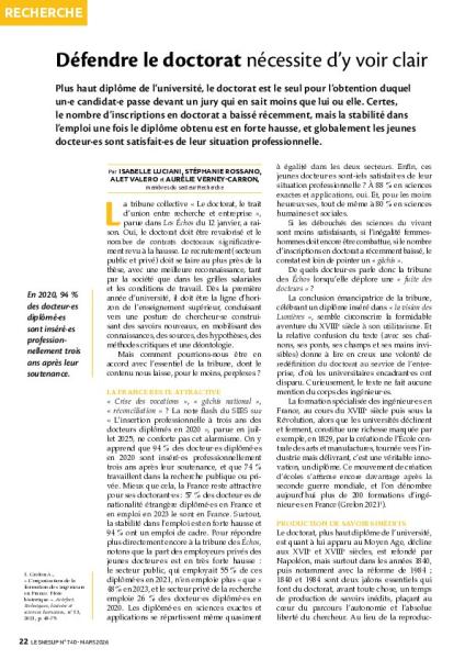 Défendre le doctorat nécessite d’y voir clair