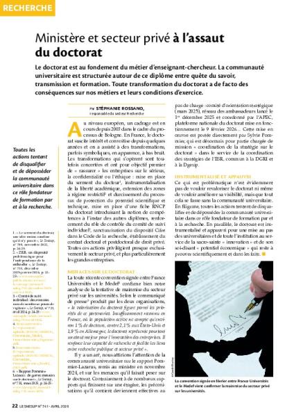 Ministère et secteur privé à l’assaut du doctorat