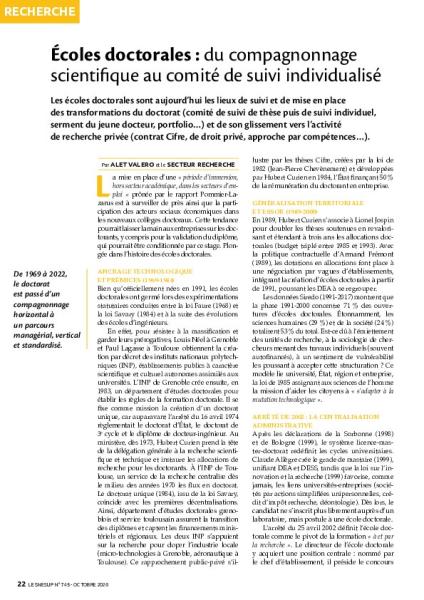 Écoles doctorales : du compagnonnage  scientifique au comité de suivi individualisé