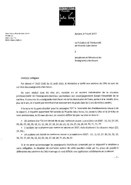 Suivi de carrière : Message de la présidence de l'université de Picardie