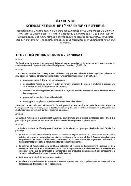 Texte initial statuts SNESUP réordonné et féminisé