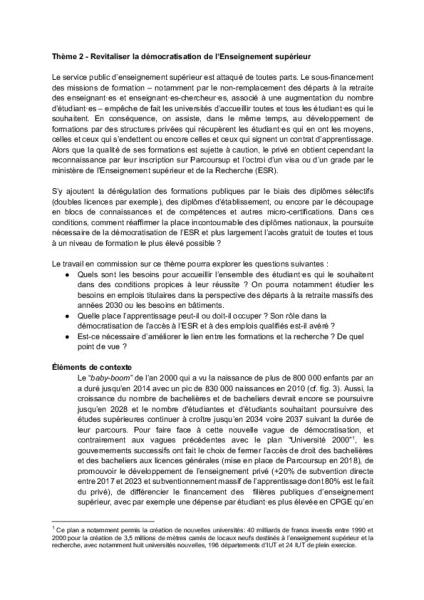 Thème 2 : Enjeux et conséquences de la transformation du doctorat sur l’ESR