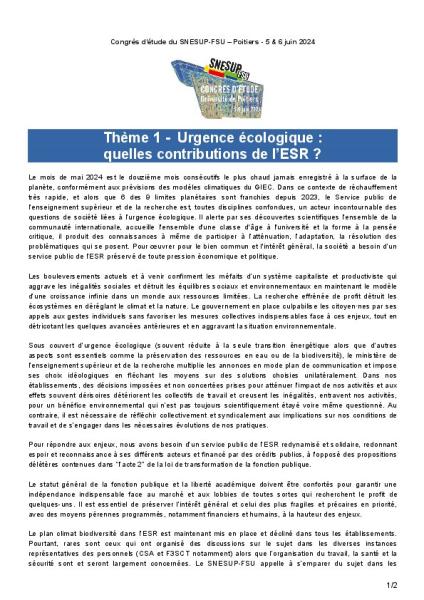 THEME 1 : Améliorer la reconnaissance et les conditions d'exercice de nos métiers 