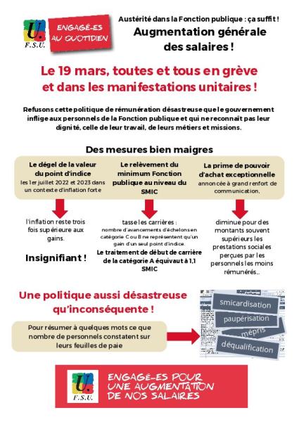 LE 19 MARS AUGMENTATION GÉNÉRALE DES SALAIRES