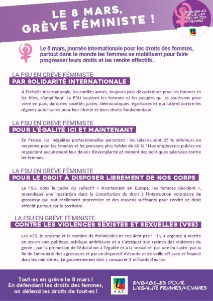 LE 8 MARS GRÈVE FEMINISTE !