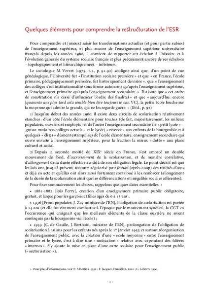 Quelques éléments d’histoire pour comprendre la restructuration de l’ESR