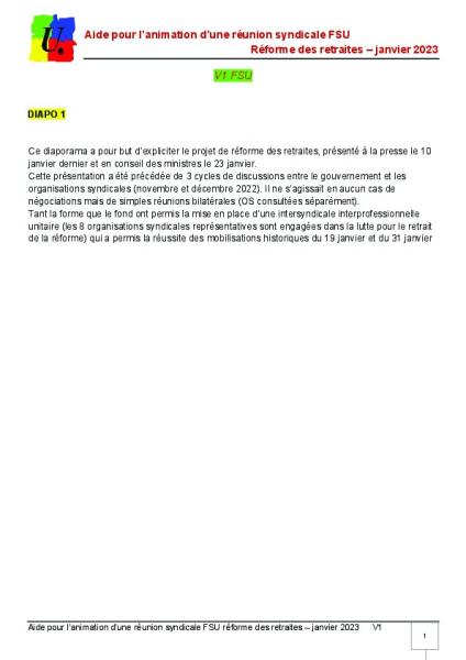 Diaporama de la FSU contre le projet de réforme des retraites